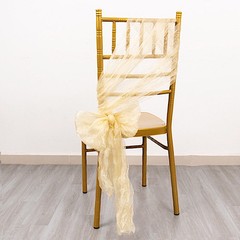 5 CHAMPAGNE Sheer Crinkled Organza CHAIR SASHES Party Events Home Decorations