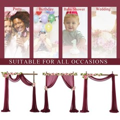 Arch Drapes for Wedding Arch Draping Fabric Burgundy Sheer Backdrop Curtain f…