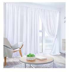 White Chiffon Wedding Backdrop Curtain 10ft x 7ft Wrinkle-Free Set of 2