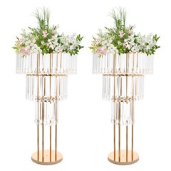 3-Tier Clear Gold Wedding Flower Stand Acrylic Iron Floor/Tabletop