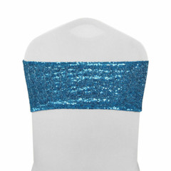 10/25/50/100Pcs Spandex Stretch Sequin Chair Sashes Bow Band Wedding Party Decor