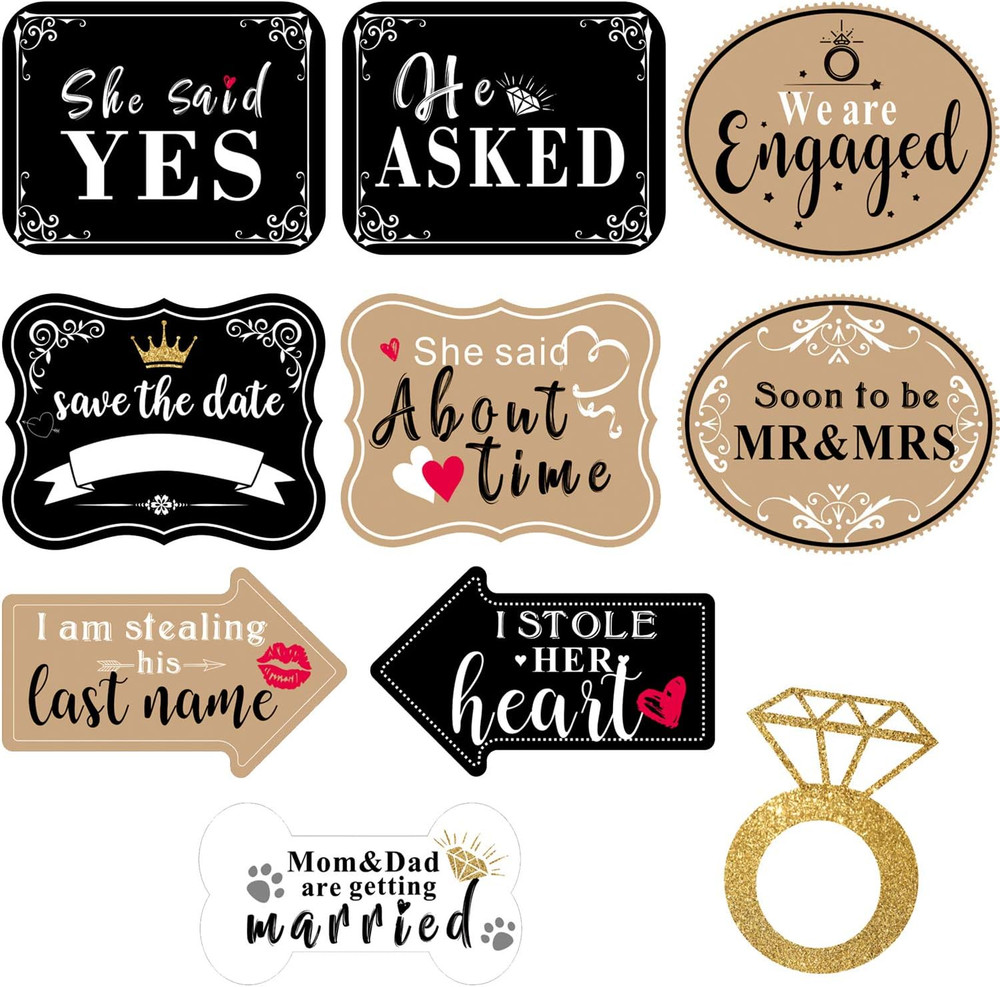 10 Pieces She Said Yes Sign Engagement Photo Props Engagement Announcement Photo