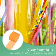 6-Rolls 492ft Crepe Paper Streamer for DIY [Orange-1.8 Inch x 82 Ft/Roll]
