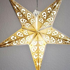 Quasimoon 24″ Gold Wave Glitter Paper Star Lantern, Hanging by PaperLanternStore