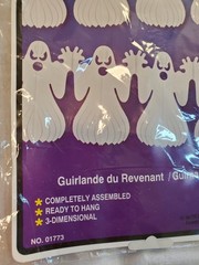 Vintage 1987 Beistle Ghost Garland 12ft Art Tissue Decoration Halloween NEW