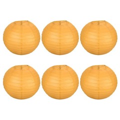 6pcs 8 Inch Folding Hanging Paper Lanterns Medium Lampshade Yellow