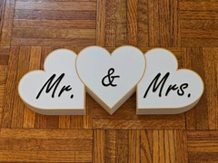 Mr & Mrs Wooden Sign Wedding Sweetheart Table Decor Heart Blocks Anniversary