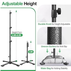 Portable Backdrop Stand Kit with Foldable Cross Flat Base, Adjustable 8.5x10FT
