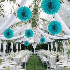 Easy Joy Teal Party Decorations Paper Fans Birthday Wedding Home Party Hangin…