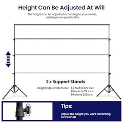 Portable Reverse-Folding Backdrop Stand Kit, 10ft x 6.5ft (W x H) Adjustable