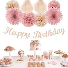Blush-Pink Champagne Beige Happy-Birthday Party Champagne Blush Pink Beige