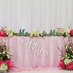 Sage Green 3 Pcs Mr & Mrs Table Decor – Rustic Wedding Centerpieces & Photo Prop