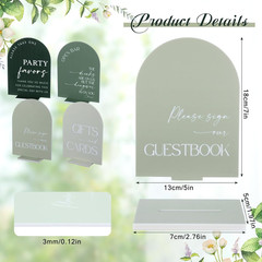 4 Pcs Acrylic Wedding Signs for Ceremony and Reception, 5×7 Inch Green Wedding
