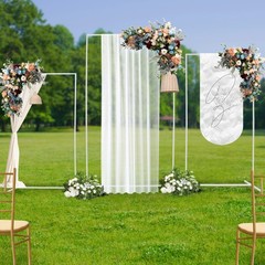 3pcs Rectangular Metal Backdrop Stands Weddings Party White Balloon Frames Decor