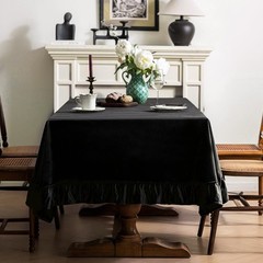 Black Velvet Tablecloth Luxurious Soft Thick Washable Solid Rectangle Table C…