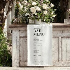 Modern Cloth Wedding Bar Menu Sign Custom Fabric Banner