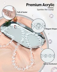 99FT Acrylic Crystal Garland, Clear Diamond-Shaped Crystal Bead Strands, DIY …