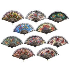 HUNANBANG 1 Dozen 12 Pieces Folding Hand Fans Church Wedding Gift, Party Favo…