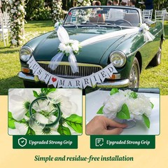 Luxury White Wedding Car Decoration Kit – Elegant Artificial Flower Hood Garland