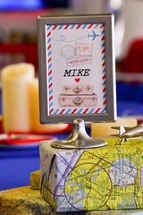 Wedding Table Signs / Names Aviation Airplane Red Blue Theme Phonetic Alphabet