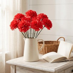 Larksilk Red Carnations, Fake Flowers, 100 Pack for Events, Weddings, DIY