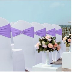 50PCS Purple Spandex Chair Sashes w/ Buckle for Wedding Party