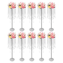 10pc Crystal Silver Flower Stand 75cm Large Flower Stand Wedding Decor