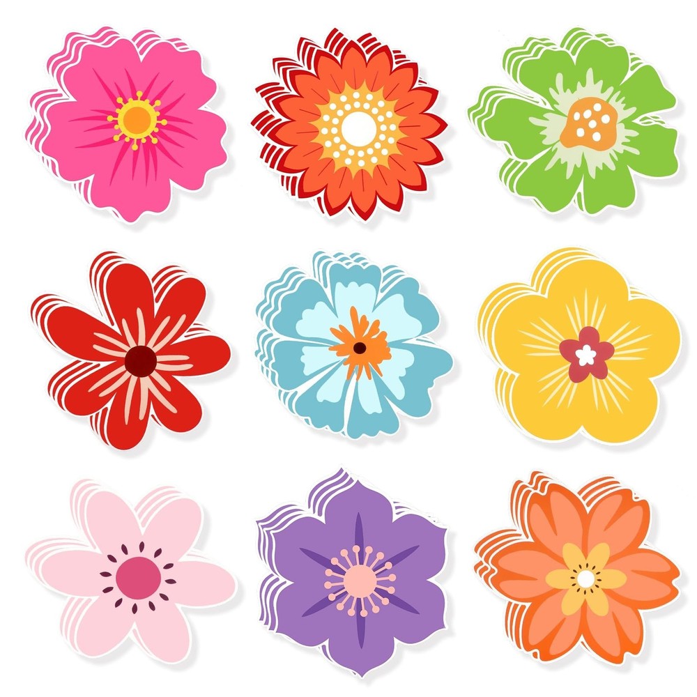 Konsait Flower Cutouts, 63Pcs Colorful Flower Paper Cutouts for Bulletin Boar…