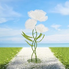 White Artificial Corn Poppy Flower For Wedding Decoration Party Banquet Set Of 3