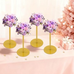 4Pcs Wedding Flower Stands Gold Tabletop Metal Flower Stand for Wedding,Party