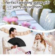 80 Pcs -40 Black/ 40 White Wedding Folding Hand Fans Bulk Silk Fabric Chinese