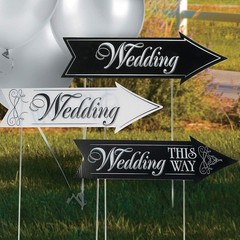 Wedding Sign For Ceremony and Reception | Three Double Sided Wedding Direction S
