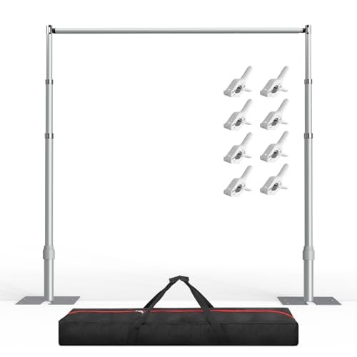 10x10ft Heavy Duty Backdrop Stand Kit, Adjustable Pipe and 10x10FT Silver