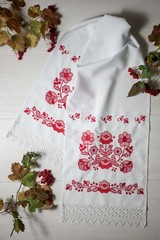 Ukrainian Wedding Rushnyk Set 4 Pcs Red Embroidered Ceremony Towels