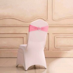 10 Pink Spandex CHAIR SASHES with Silver Round Buckles Wedding Decorations SALE