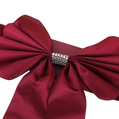 5 Burgundy Reversible Satin Faux Leather Bow Tie Party Chair Sashes with Buckles