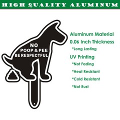 2 Pack No Poop Dog Signs for Yard – 11″x7.6″ Aluminum Be Respectful Sign with…