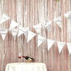 BLUSH 8 ft x 8 ft Sequined Backdrop Curtain Wedding Party PhotoBooth Decorations