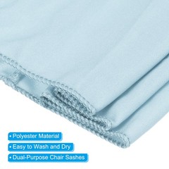25Pcs 14″x5″ Stretch Chair Sashes Bows Chair Bands Sash with Buckle Sky Blue