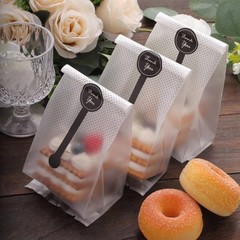 Clear Black 50 Dotted 3″ x 9″ Plastic Treat Bags Thank You Paper Stickers Party