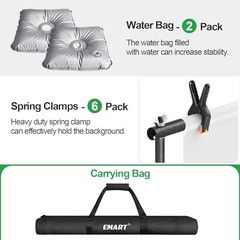 Portable Backdrop Stand Kit with Foldable Cross Flat Base, Adjustable 8.5x10FT