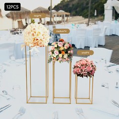12-Piece Gold Metal Flower Stands – Rectangular Wedding Centerpiece (80/60/40cm)