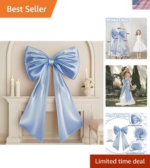 Elegant 40×24 Baby Blue Satin Bow – Oversized Wedding Decor for All Occasions