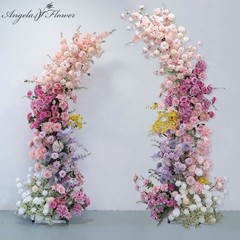 Angela Flower Floral Arch Backdrop Wedding Pink White Purple 2.4m 2.1m