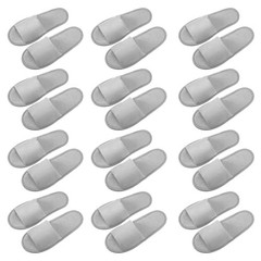 12 Pairs House Slippers for Guests Disposable Open Toe Spa Medium Light Gray