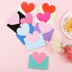 10pcs/bag Mixed Color LOVE Heart Shape Greeting Card Valentines Day Gift Card We