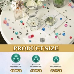 150 Pcs Pearl Bead for Vase Filler, 20/14/10mm Floating Beads(Dark Green)