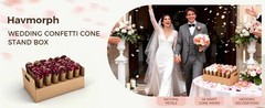 Wedding Confetti Cone Stand Box with Dried Rose Flowers(6 Litres),