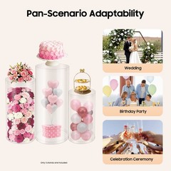 3 Pcs Round Cylinder Pedestal Stand For Wedding Party Display Stand Decor Clear