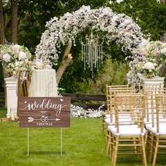 3Pcs Double Sided Wedding This Way Sign Corrugated Plastic Direction Arrow Marks